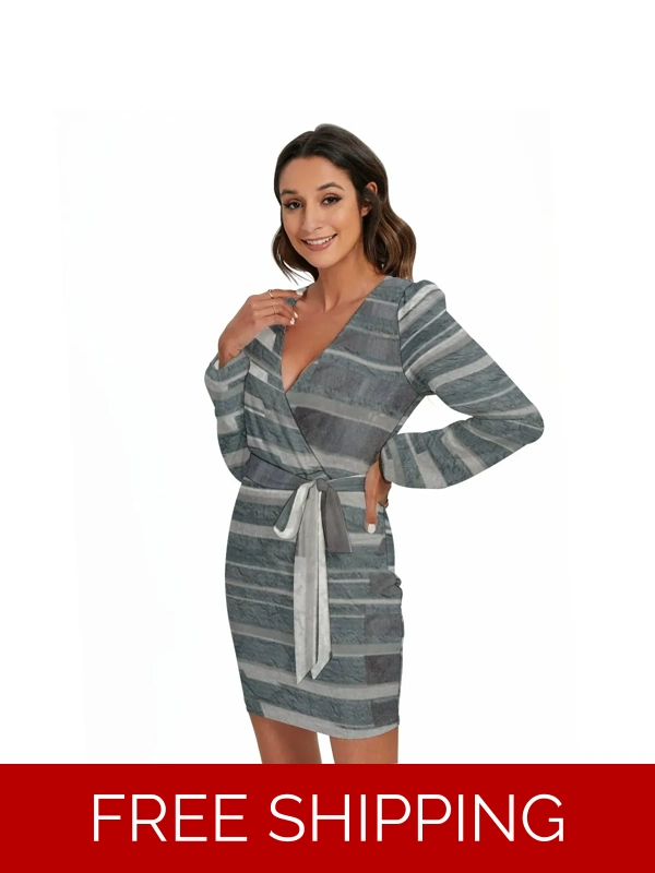 Motiff Long Sleeve Dress with Waist Belt